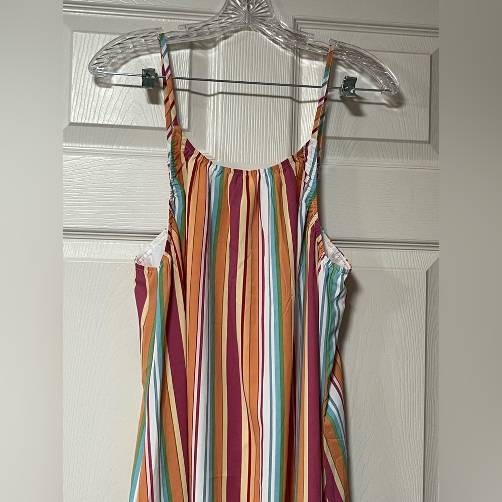 First In Line Bright Striped Dress Flowing Material Size XL - Picture 3 of 5